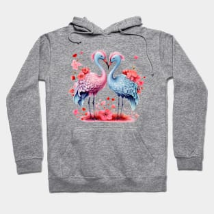 Valentine Kissing Ostrich Bird Couple Hoodie